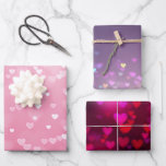 Hoja De Papel De Regalo Cumpleaños de los corazones blancos rosados<br><div class="desc">Nombra rosa de los corazones blancos,  Boda de cumpleaños de Baby Shower</div>