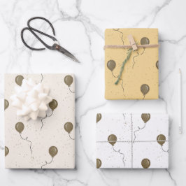 Hoja De Papel De Regalo Cumpleaños de los Globos de Oro Voladores