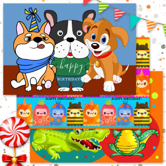 Hoja De Papel De Regalo Cumpleaños de los niños con una dieta colorida