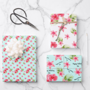 Hoja De Papel De Regalo Cumpleaños de Luau Playa Tropical Nombre
