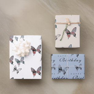 Hoja De Papel De Regalo Cumpleaños de Mariposa Moderna