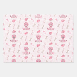 Hoja De Papel De Regalo Cumpleaños de niña lindo dinosaurio rosa