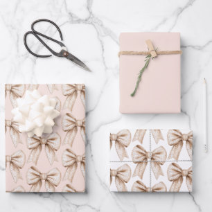 Hoja De Papel De Regalo Cumpleaños de Peach Cream Bow