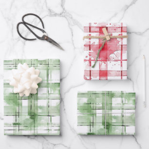 Hoja De Papel De Regalo Cumpleaños de rayas de cuadros verdes y blancos