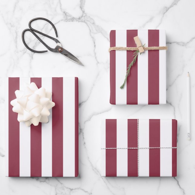Hoja De Papel De Regalo Cumpleaños de Rayas Rosadas (Anverso)