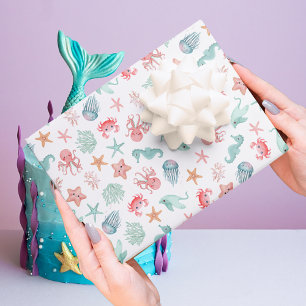 Hoja De Papel De Regalo Cumpleaños de Sirena Bajo el Mar