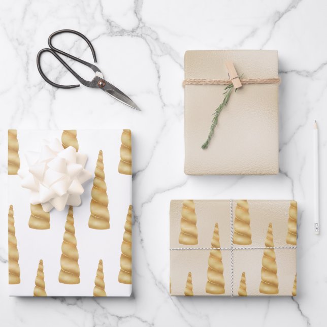 Hoja De Papel De Regalo Cumpleaños de Sparkle Gold Glam Unicorn (Anverso)