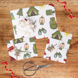 Hoja De Papel De Regalo Cumpleaños de un niño feliz campista 