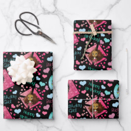 Hoja De Papel De Regalo Cumpleaños del Chica afroamericano