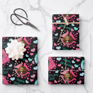 Hoja De Papel De Regalo Cumpleaños del Chica afroamericano