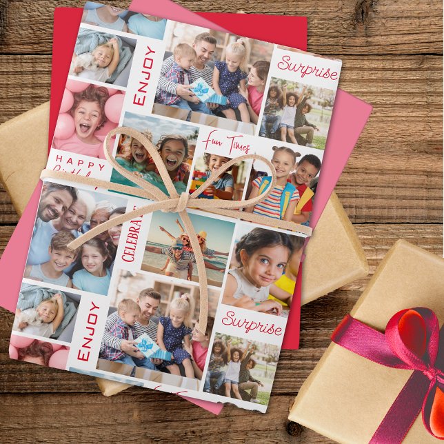 Hoja De Papel De Regalo Cumpleaños del collage de fotos (Subido por el creador)