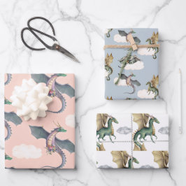 Hoja De Papel De Regalo Cumpleaños del Dragón Forestal de Woodland Encanta