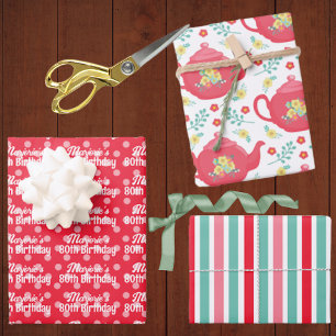 Hoja De Papel De Regalo Cumpleaños del Fiesta del té