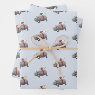 Hoja De Papel De Regalo Cumpleaños del Hipopótamo Cohete