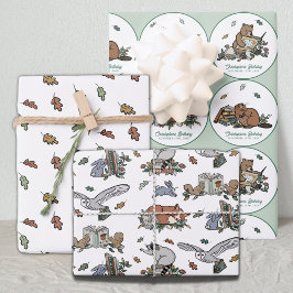Hoja De Papel De Regalo Cumpleaños del libro de historias de Woodland