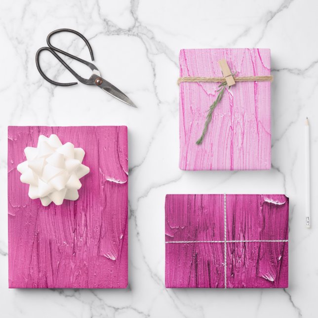 Hoja De Papel De Regalo Cumpleaños del Pastel Rosa Frotado (Anverso)