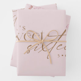 Hoja De Papel De Regalo Cumpleaños Elegante Sweet 16 Rosa Claro