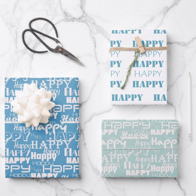 Hoja De Papel De Regalo Cumpleaños Feliz Acuario Blanco (Anverso)