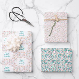 Hoja De Papel De Regalo Cumpleaños Floral Personalizado
