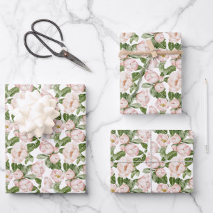 Hoja De Papel De Regalo Cumpleaños Floral Rosa Verde Despedida de Soltera
