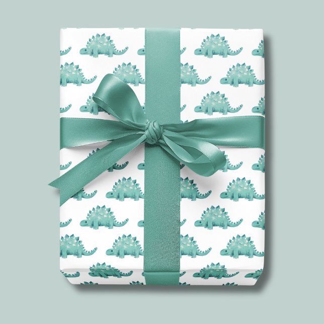 Hoja De Papel De Regalo Cumpleaños infantil Dinosaurio Stegosaurus (Dinosaur boys birthday wrapping paper sheets.  Matching items available.)