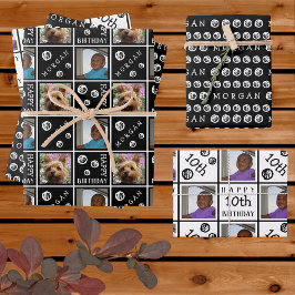 Hoja De Papel De Regalo Cumpleaños lindo Blanco Negro 3 Foto Cualquier Eda