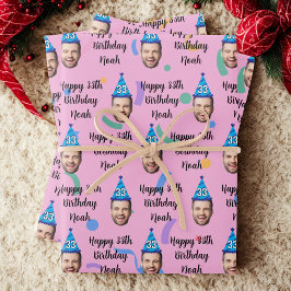Hoja De Papel De Regalo Cumpleaños personalizado 20 30 40 50 60 rosa