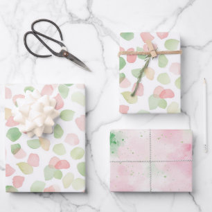 Hoja De Papel De Regalo Cumpleaños Pétalos de Flor de Menta Rosa Rubor Bon