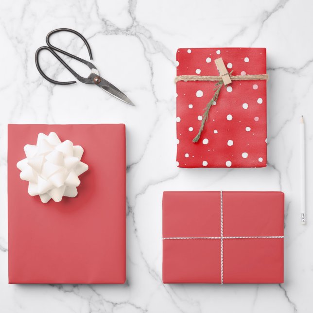 Hoja De Papel De Regalo Cumpleaños Rojo Chic (Anverso)