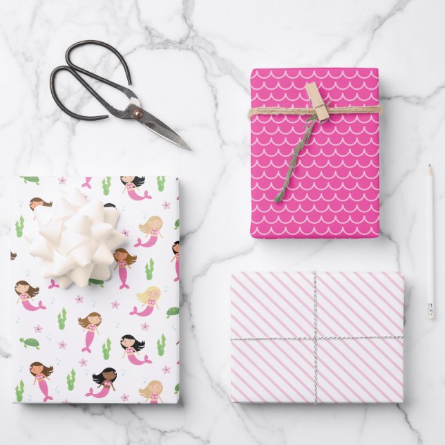 Hoja De Papel De Regalo Cumpleaños Rosa de las sirvientas Chicas (Anverso)
