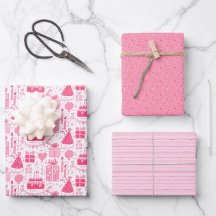 Hoja De Papel De Regalo Cumpleaños Rosa Divertido
