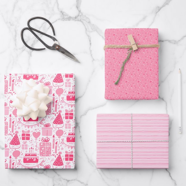 Hoja De Papel De Regalo Cumpleaños Rosa Divertido (Anverso)