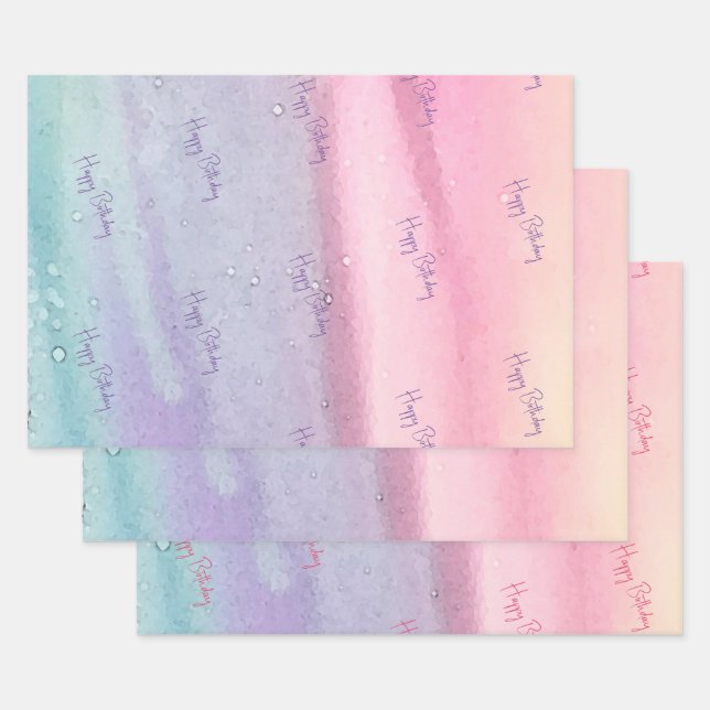 Hoja De Papel De Regalo Cumpleaños Rosa Moderno (Set)