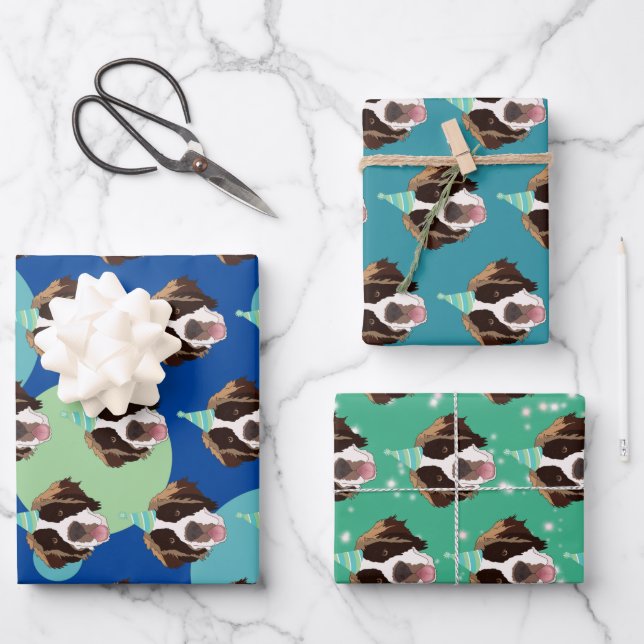 Hoja De Papel De Regalo Cumpleaños San Bernard (Anverso)