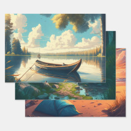 Hoja De Papel De Regalo Cumpleaños Temático de Camping