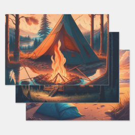 Hoja De Papel De Regalo Cumpleaños Temático de Camping