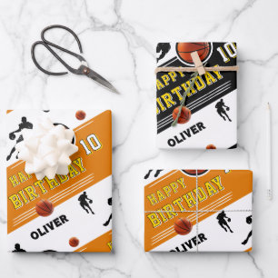 Hoja De Papel De Regalo Cumpleaños Temático de Jugador de Baloncesto Moder