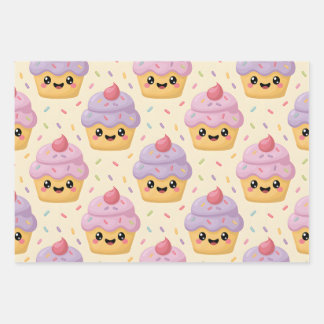 Hoja De Papel De Regalo Cupcake Kawaii