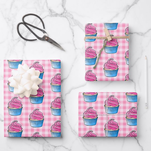 Hoja De Papel De Regalo Cupcake Rosa Más Dulce (Anverso)