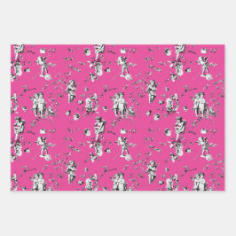 Hoja De Papel De Regalo Cupido Vintage Cupid Angels Floral Toile Pink