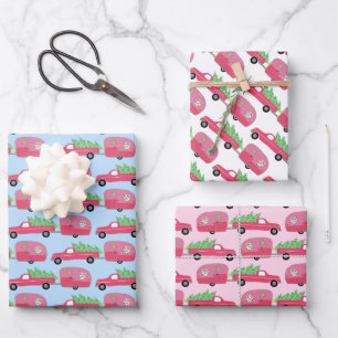 Hoja De Papel De Regalo Curte Xmas Trailers RVs Camping Road Trip Holiday