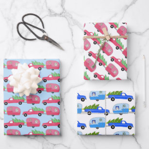 Hoja De Papel De Regalo Curte Xmas Trailers RVs Camping Road Trip Holiday