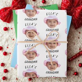 Hoja De Papel De Regalo Custom Baby Face Photo Text Grandma