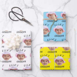 Hoja De Papel De Regalo Custom Baby Face Photo Text Grandpa