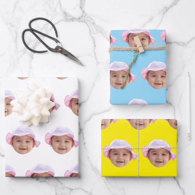 Hoja De Papel De Regalo Custom Baby Photo, Baby Photo Face (Anverso)