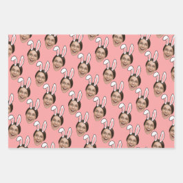 Hoja De Papel De Regalo Custom Face Personalized Easter Bunny Ears Photo