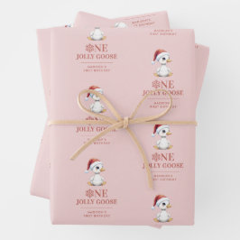 Hoja De Papel De Regalo Custom One Jolly Goose December First Birthday