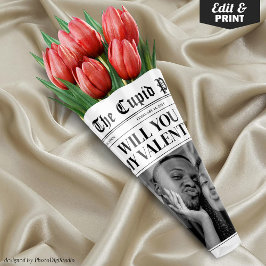Hoja De Papel De Regalo Custom Valentine Newspaper Flower Bouquet Gift 