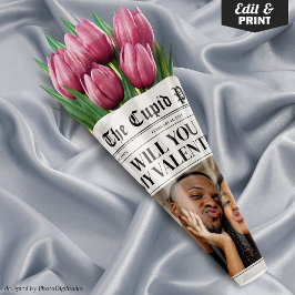 Hoja De Papel De Regalo Custom Valentine Newspaper Flower Bouquet Gift 