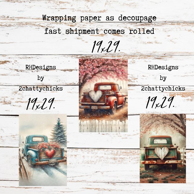 Hoja De Papel De Regalo Customize Wrapping PaperTrucks Valentine Decoupage (Subido por el creador)